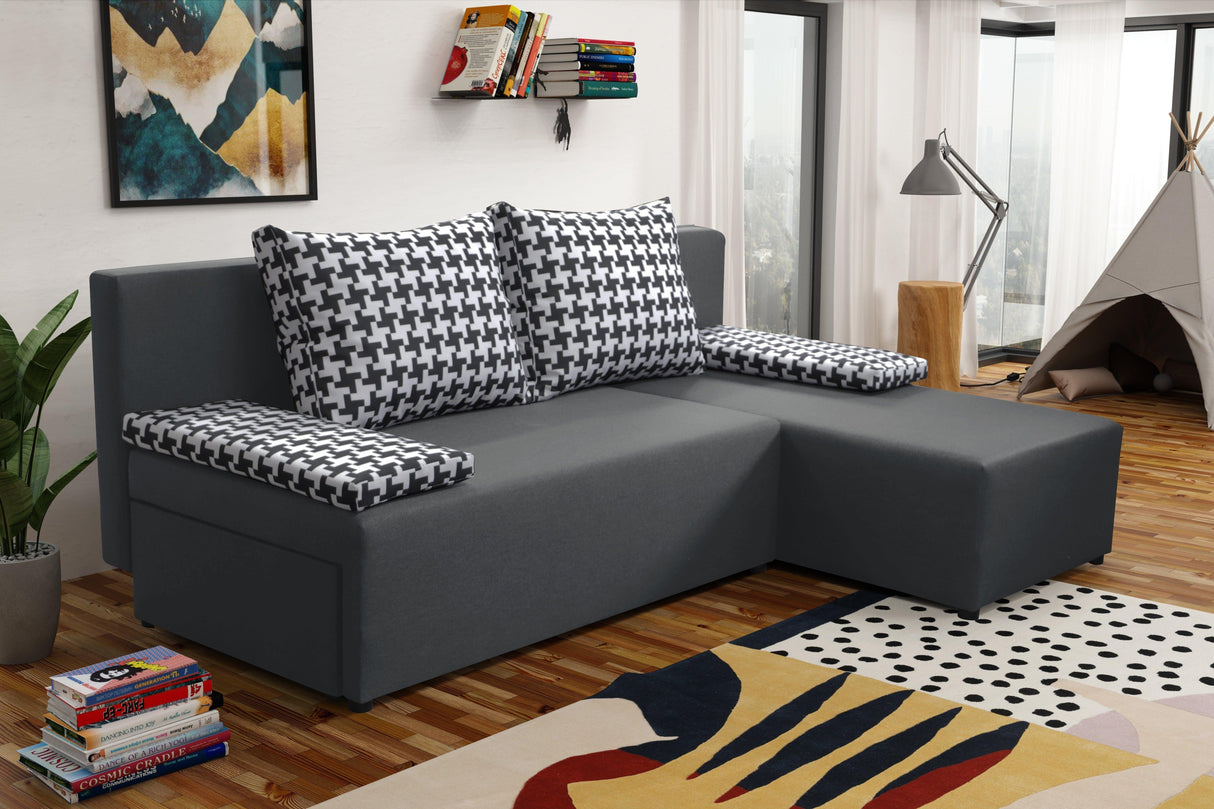 MAŁA ROZKŁADANA SOFA NAROŻNA TOM 201CM MALMO 95 UNIWERSALNA NAROŻNA / PIANKA