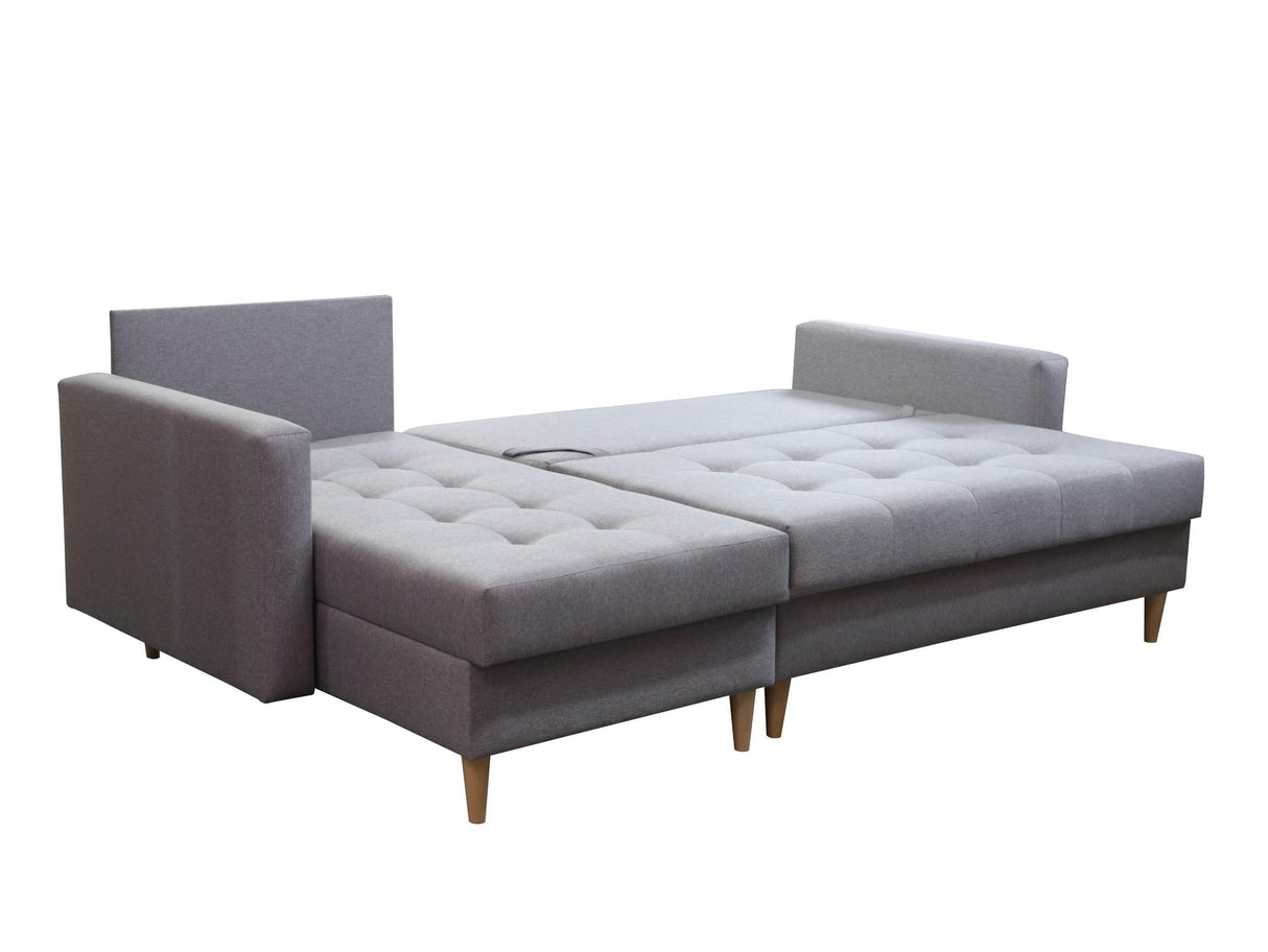 ECKSOFA BETT BRIAN 222CM + STAURAUM HOCKER / OTTOMANE MALMÖ 90 UNIVERSAL RECHTE/LINKE ECKE