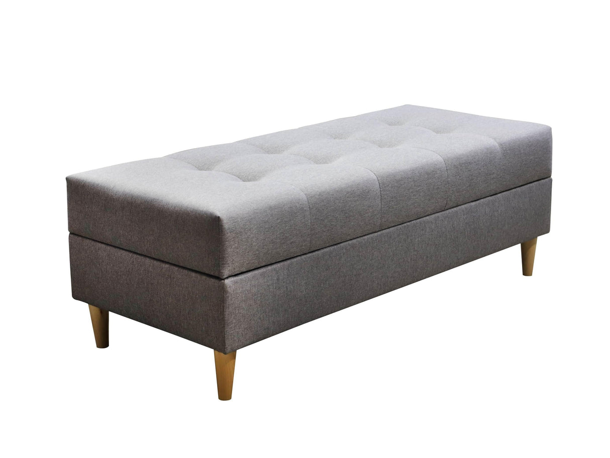 ECKSOFA BETT BRIAN 222CM + STAURAUM HOCKER / OTTOMANE MALMÖ 72 UNIVERSAL RECHTE/LINKE ECKE / BONELLFEDERN + SCHAUMSTOFF