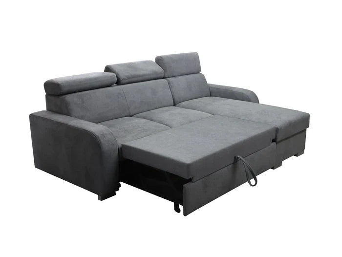 UNIVERSAL CORNER SOFA BED ASTEE 235CM ASTI15 EASY CLEAN FABRIC ADJUSTABLE HEADREST / SPRINGS + FOAM