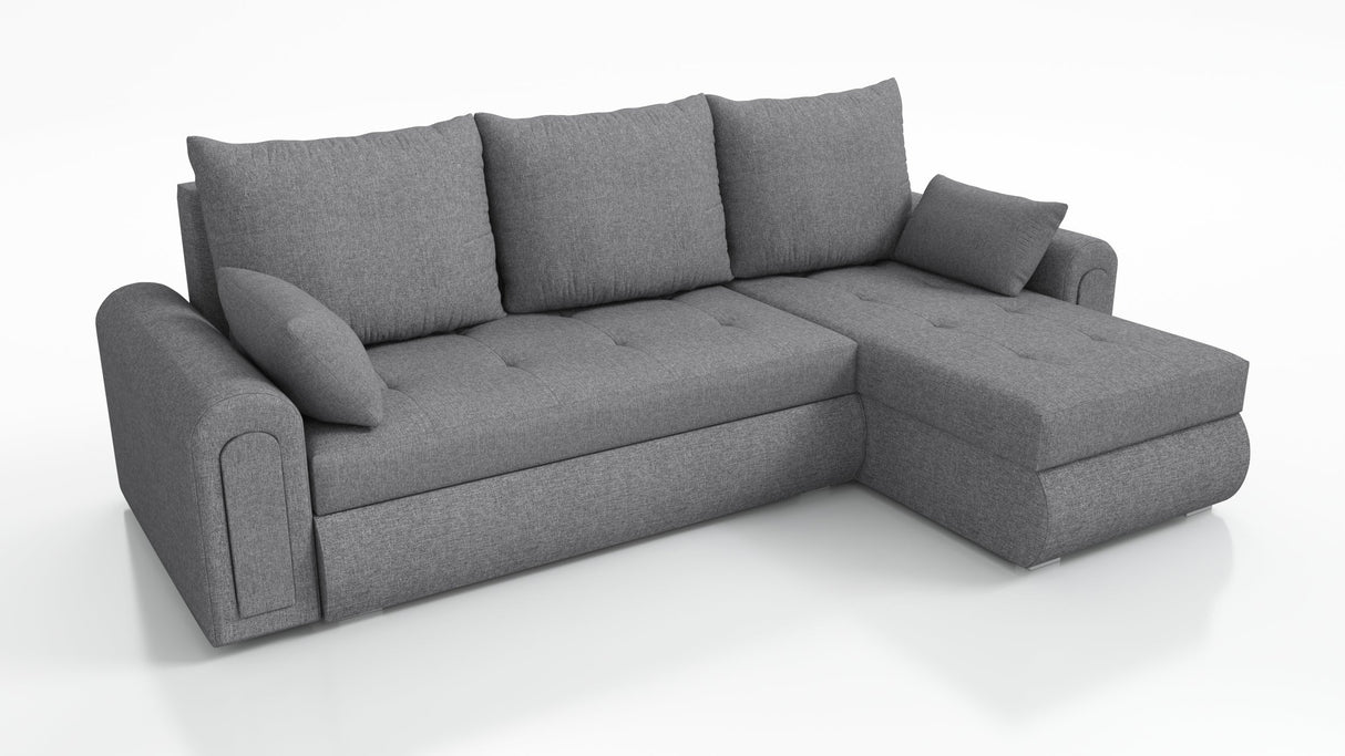 UNIWERSALNA ROZKŁADANA SOFA NAROŻNA ECO 240CM SZARA SAWANA 21 2X SCHOWEK
