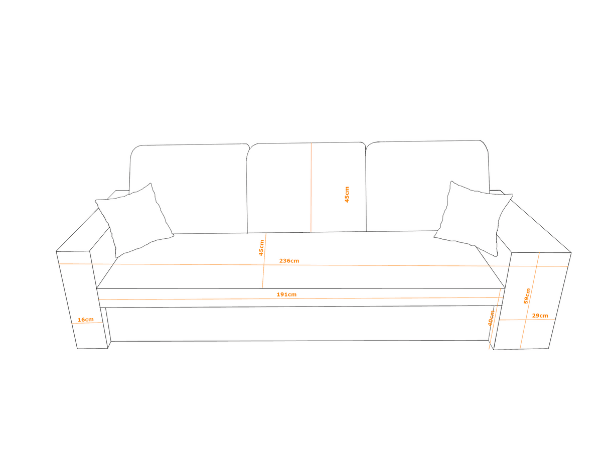 Slaapbank Bali 236cm / Bonell-veren + schuim