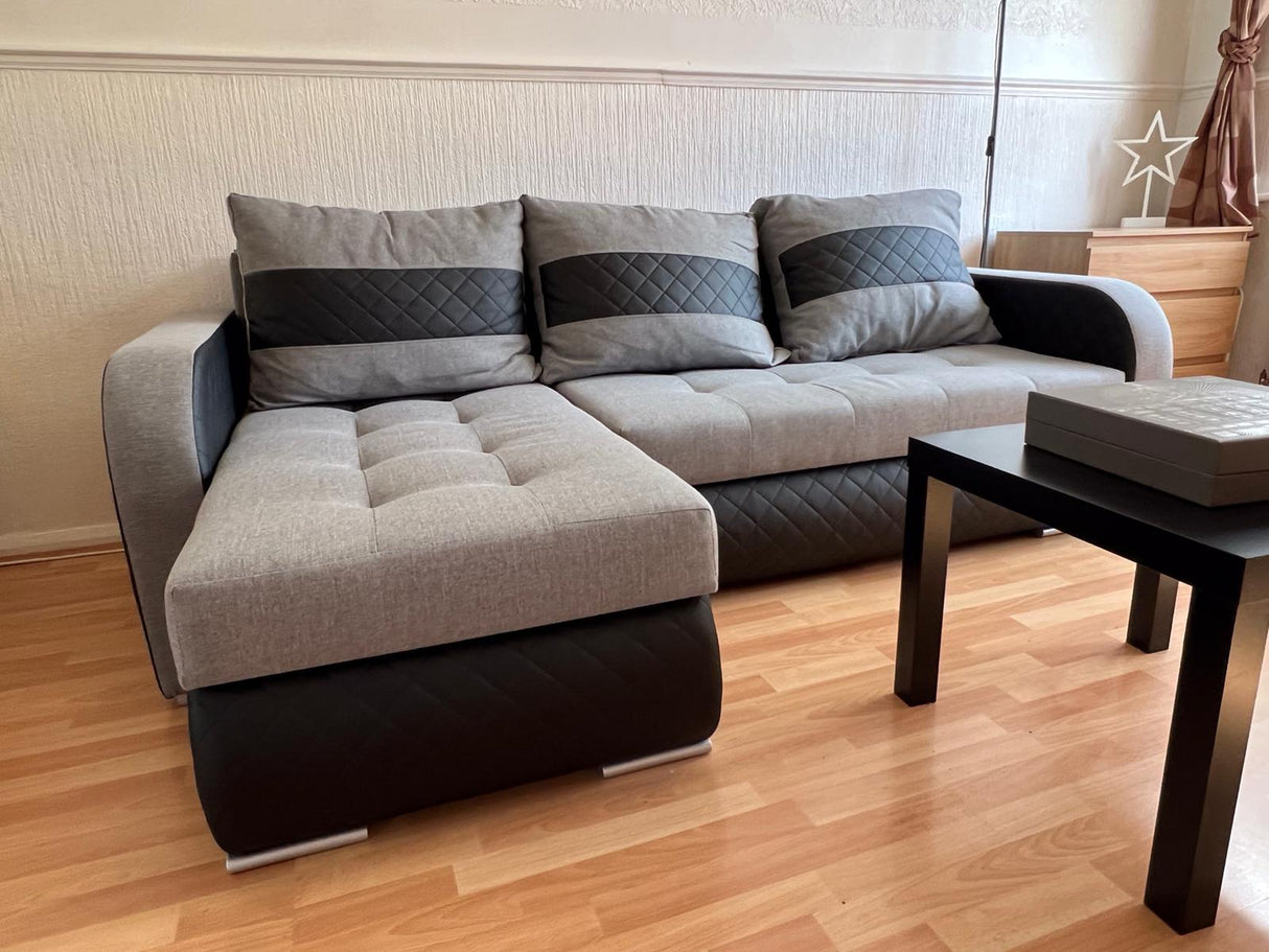 Sofa narożna z funkcją spania Nesty Inari 91/W39 228 cm 2 x miejsce do przechowywania Uniwersalny narożnik / sprężyny Bonell + pianka