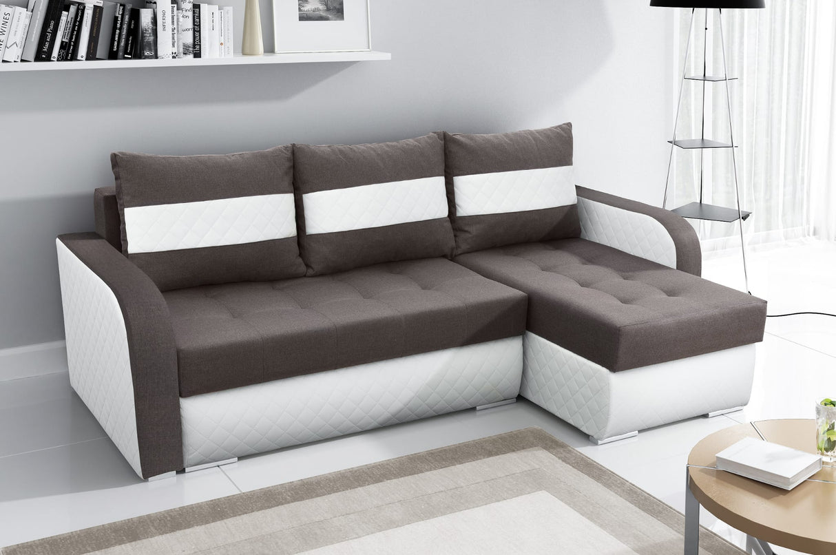 Sofa narożna z funkcją spania Nesty Inari 24/W25 228 cm 2 x miejsce do przechowywania Uniwersalny narożnik / sprężyny Bonell + pianka