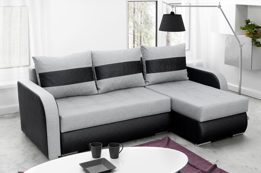 Sofa narożna z funkcją spania Nesty Inari 91/W39 228 cm 2 x miejsce do przechowywania Uniwersalny narożnik / sprężyny Bonell + pianka