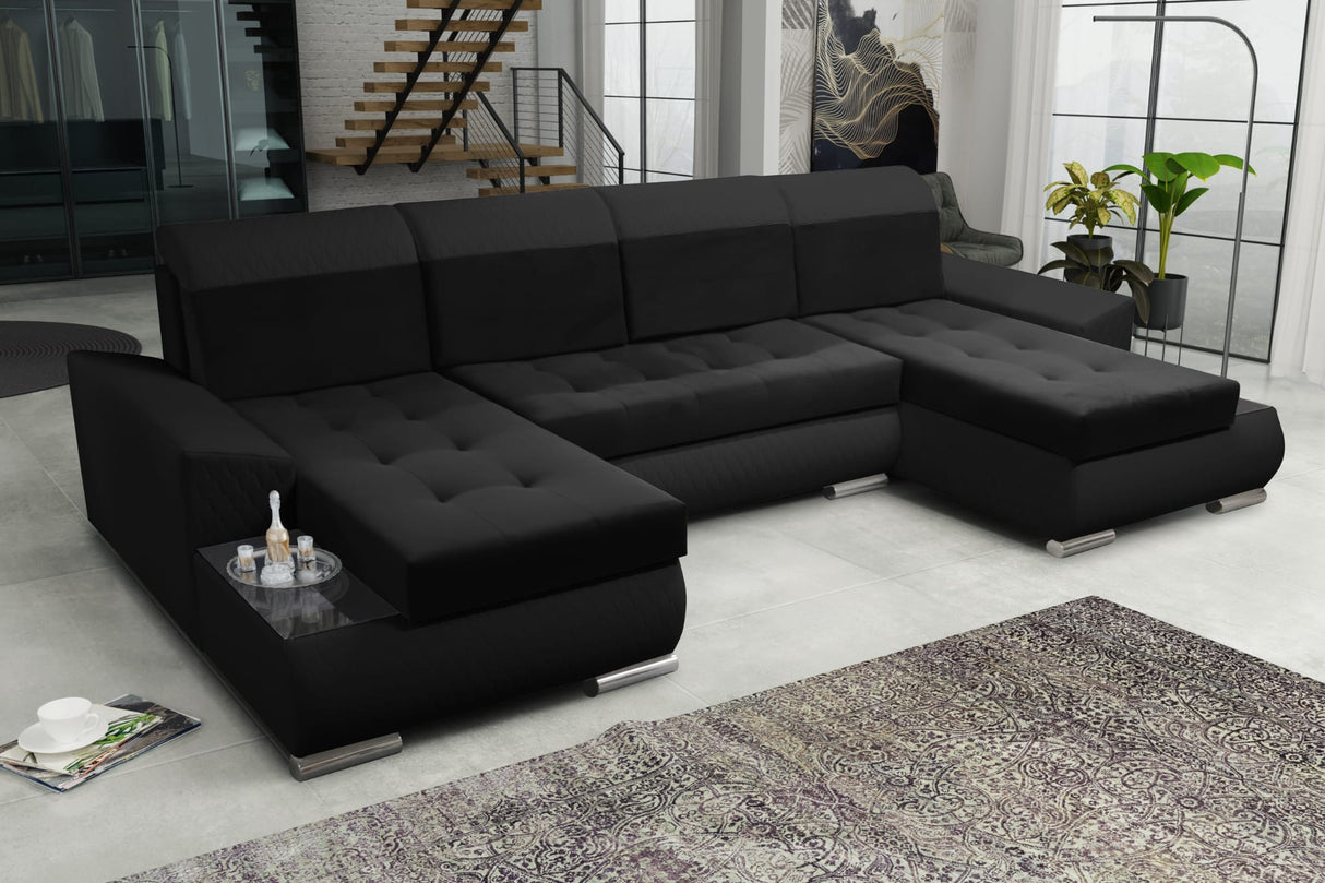 ECKSOFA BETT LONDON U-FORM 2316/1114/60 322CM 3X STAURAUM FLECKENRESISTENTER LEICHT ZU REINIGENDER STOFF / BONELLFEDERN + SCHAUM