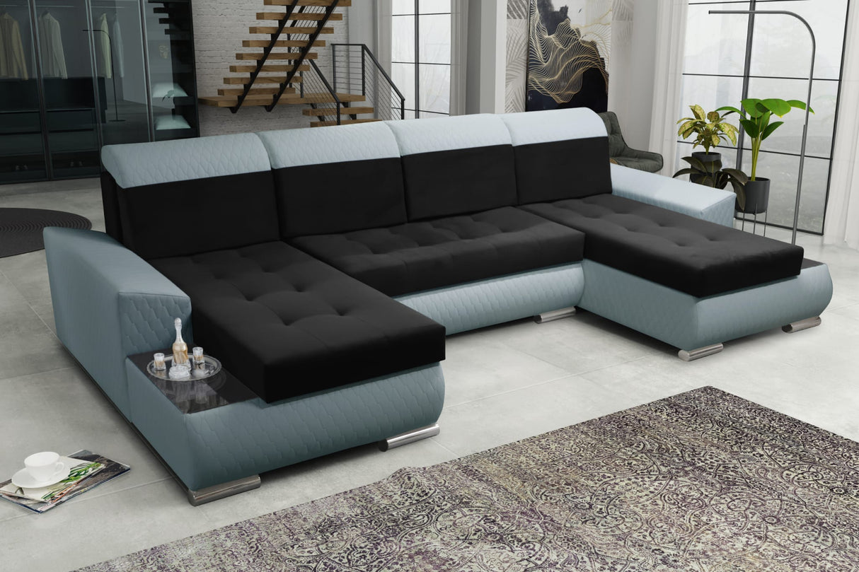 ECKSOFA BETT LONDON U-FORM 2316/1132/60 322CM 3X STAURAUM FLECKENRESISTENTER LEICHT ZU REINIGENDER STOFF / BONELLFEDERN + SCHAUM