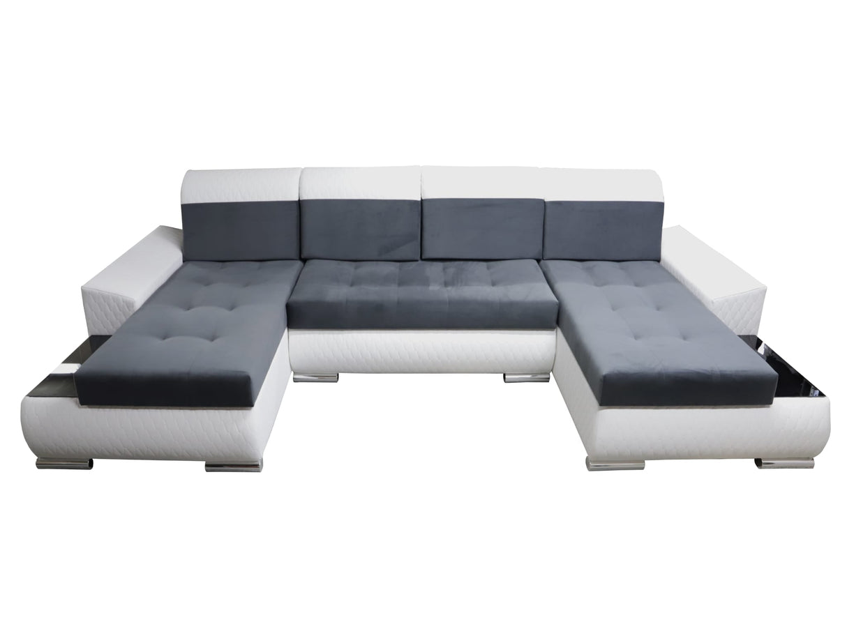 ECKSOFA BETT LONDON U-FORM 2309/20/60 322CM 3X STAURAUM FLECKENRESISTENTER LEICHT ZU REINIGENDER STOFF / BONELLFEDERN + SCHAUM
