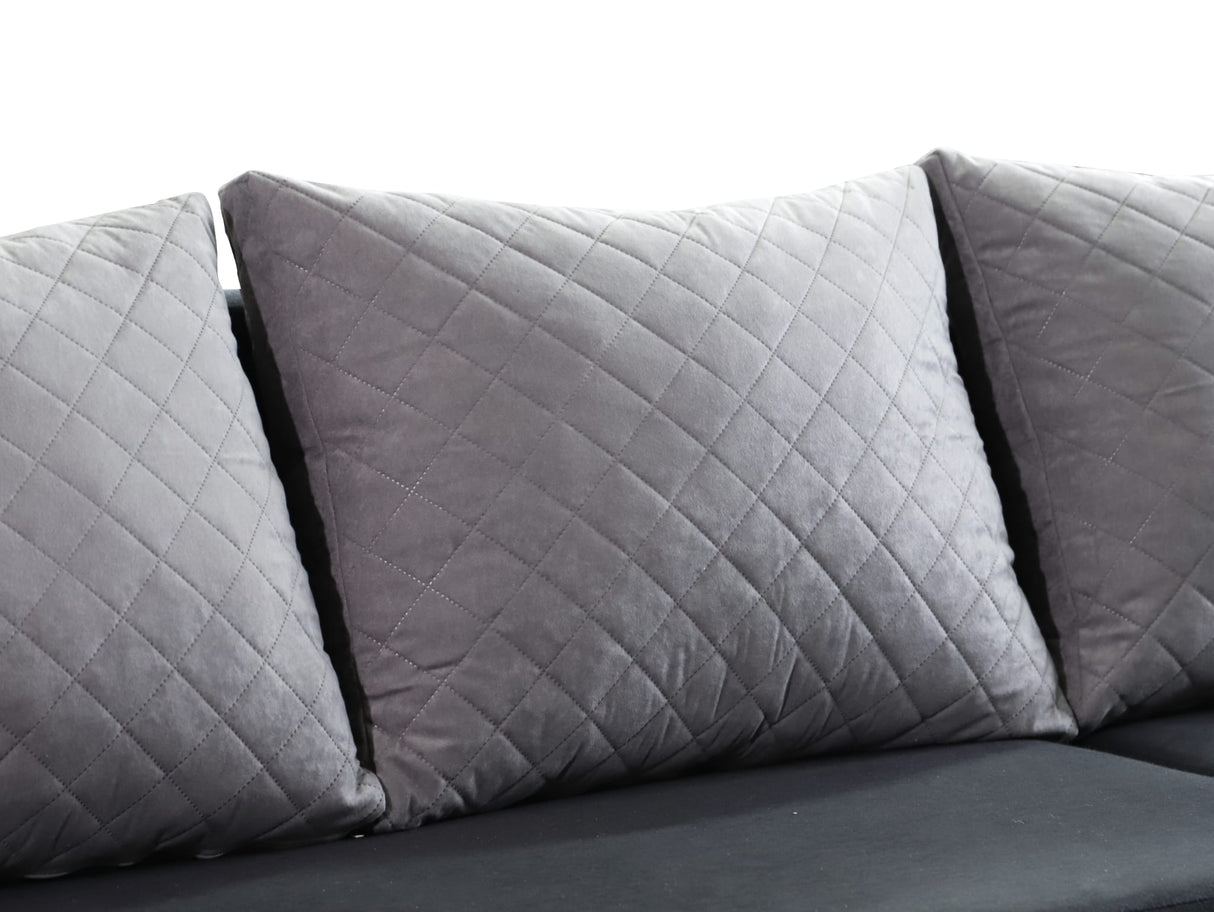 ECKSOFA BETT KEN GRAU/SCHWARZ 14+15 222cm universal RECHTE/LINKE ECKE / SCHAUM