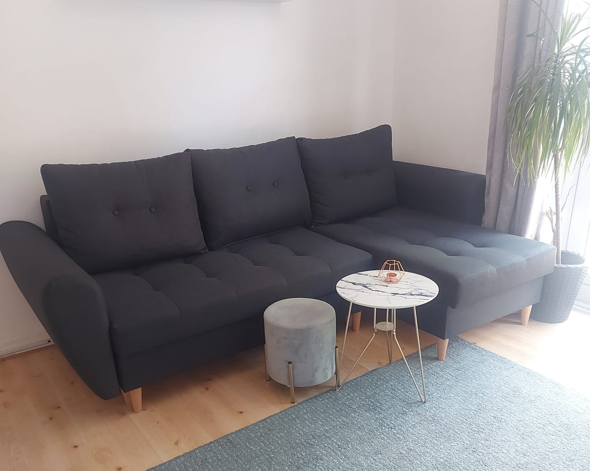 Sofa narożna rozkładana PALMO 2x schowek grafit MALMO 96 240cm uniwersalna prawa/lewa strona narożna / sprężyny bonell + pianka