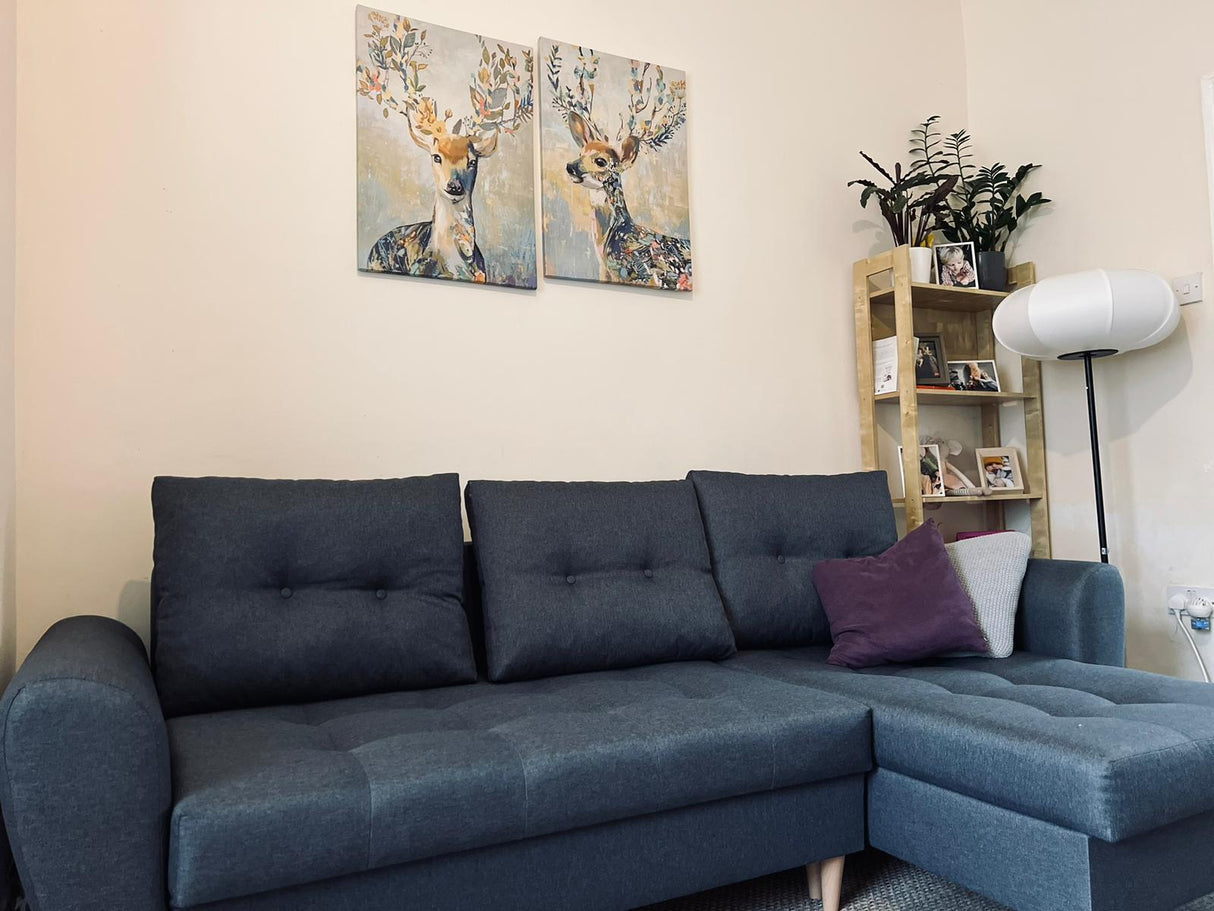 Sofa narożna rozkładana PALMO 2x schowek grafit MALMO 96 240cm uniwersalna prawa/lewa strona narożna / sprężyny bonell + pianka