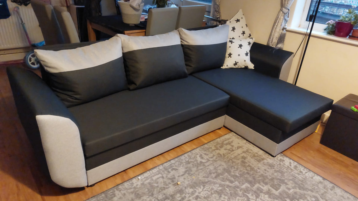 Sofa narożna rozkładana TRINITY 234CM 2x schowek / pianka