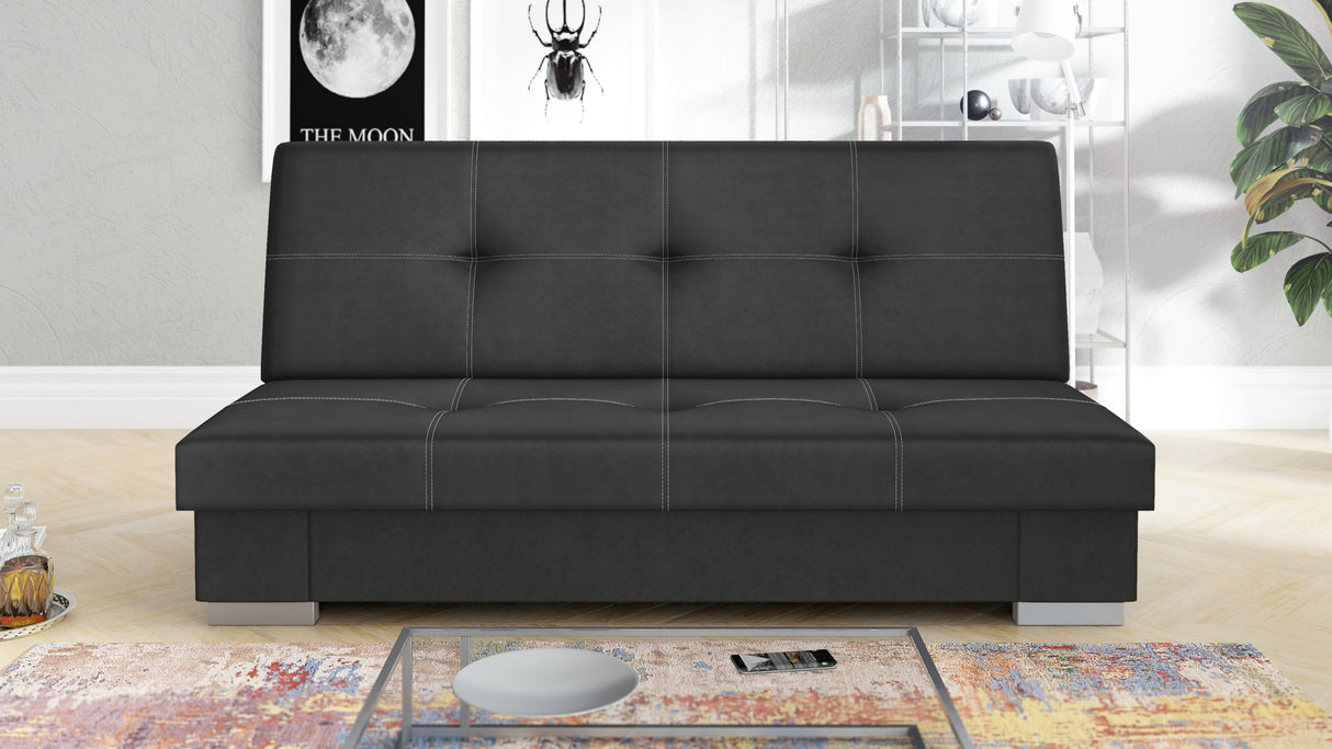 SOFA ROZKŁADANA AXEL 195CM SAWANA 14 CZARNA / SPRĘŻYNY + PIANKA