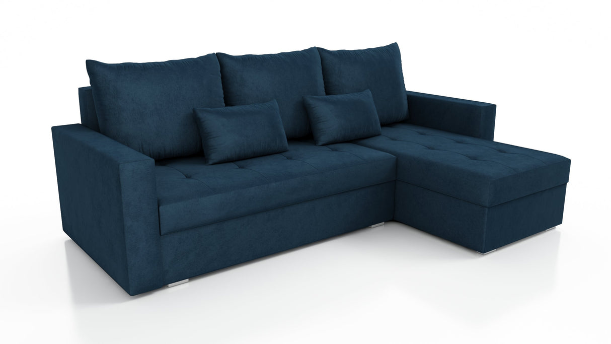 UNIWERSALNA ROZKŁADANA SOFA NAROŻNA LOTUS 229CM NIEBIESKA KRONOS 09 2X MIEJSCE DO PRZECHOWYWANIA / PIANKA 2X MIEJSCE DO PRZECHOWYWANIA