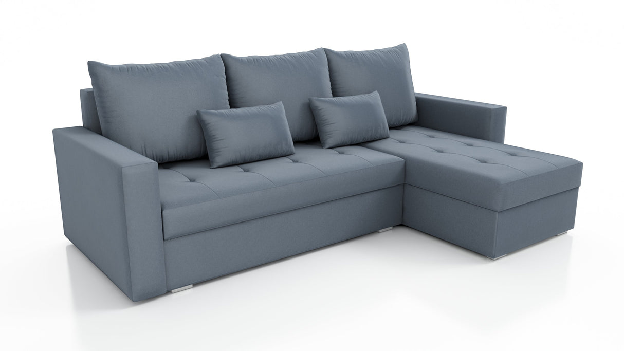 UNIWERSALNA ROZKŁADANA SOFA NAROŻNA LOTUS 229CM SZARY PAROS 06 2X MIEJSCE DO PRZECHOWYWANIA / PIANKA 2X MIEJSCE DO PRZECHOWYWANIA