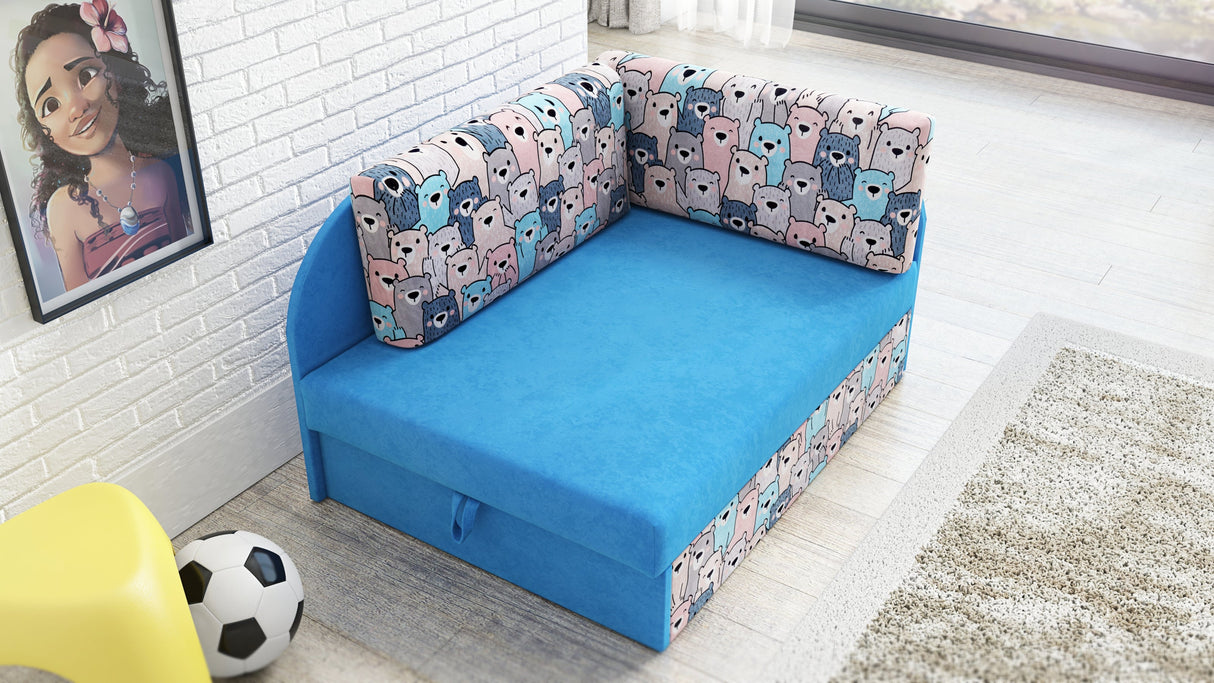 UNIVERSAL CORNER SOFA BED KUBUS CUBE BLUE / TEDDY Children room