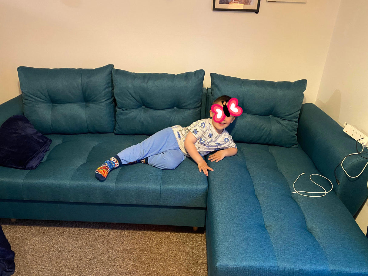 Sofa narożna rozkładana PALMO 2X miejsce do przechowywania MALMO 85 240cm uniwersalna prawa/lewa strona narożna / sprężyny bonell + pianka