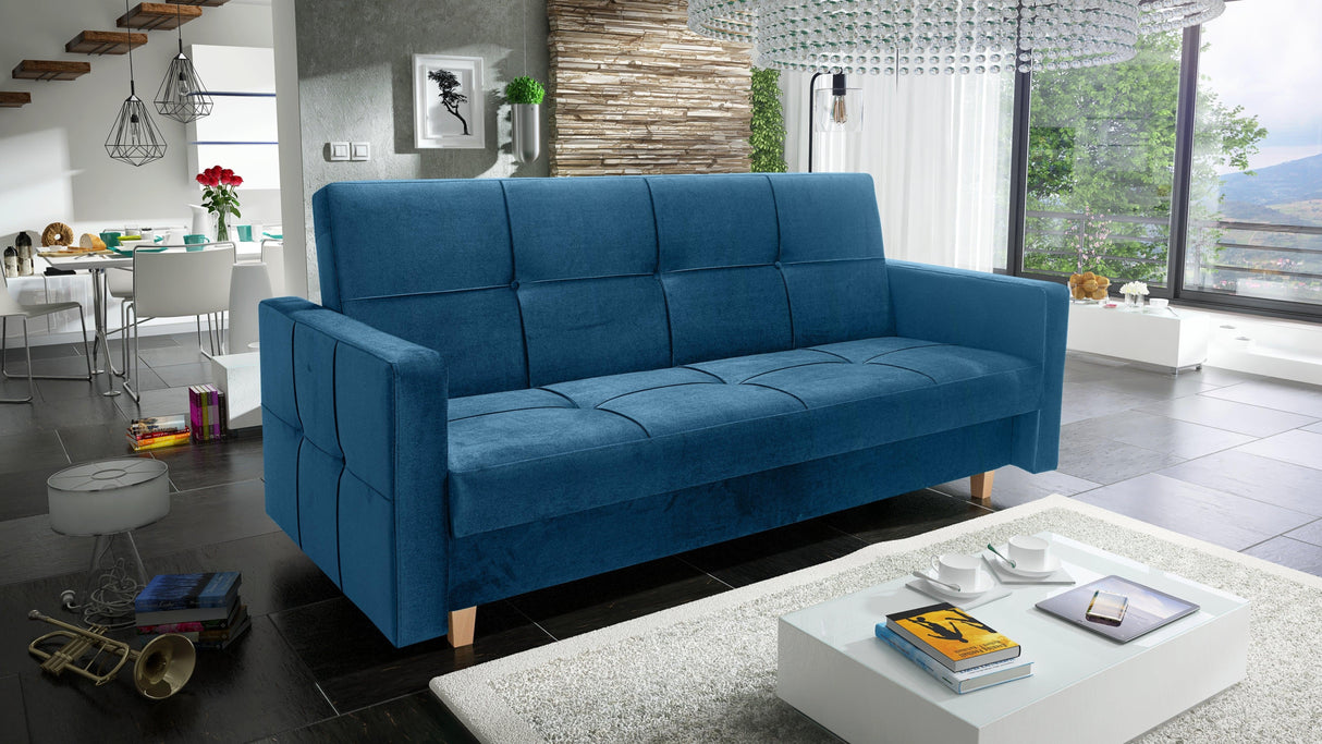 SOFA ROZKŁADANA COSMO 210cm / SPRĘŻYNY + PIANKA WYBÓR KOLORÓW TKANINA ŁATWA W CZYSZCZENIU