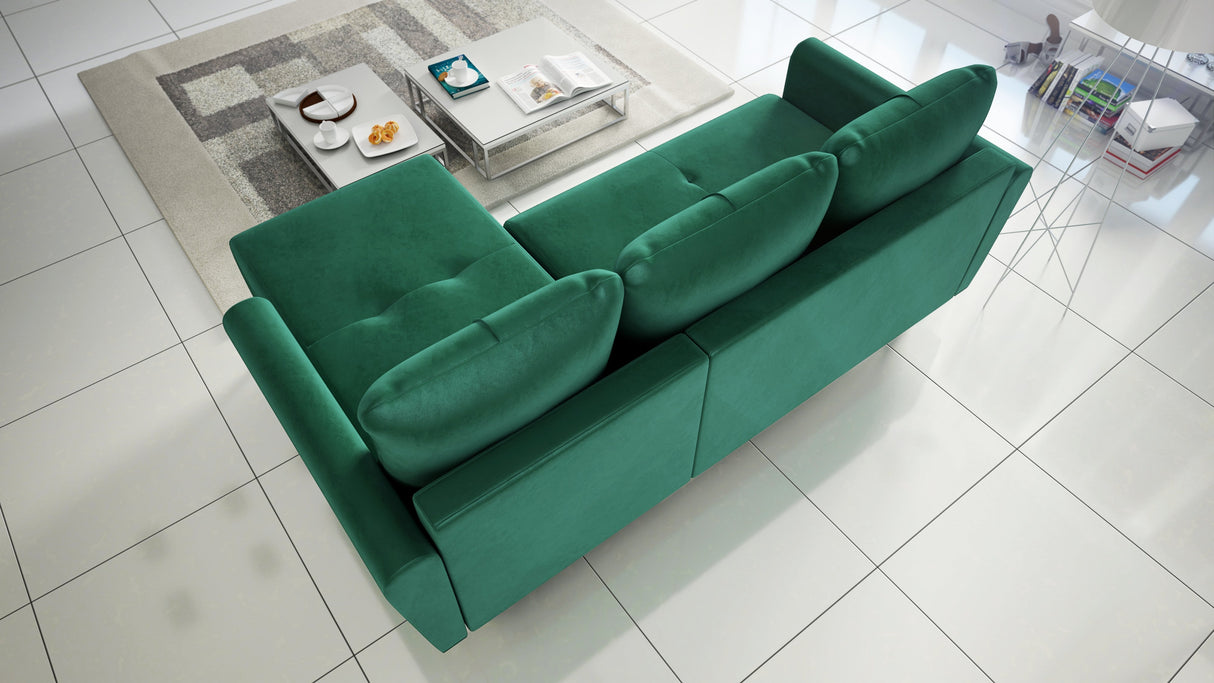 Sofa narożna rozkładana MONE UNIWERSALNA 228cm ŁATWE CZYSZCZENIE WYBÓR KOLORU MATERIAŁU / SPRĘŻYNY BONELL + PIANKA