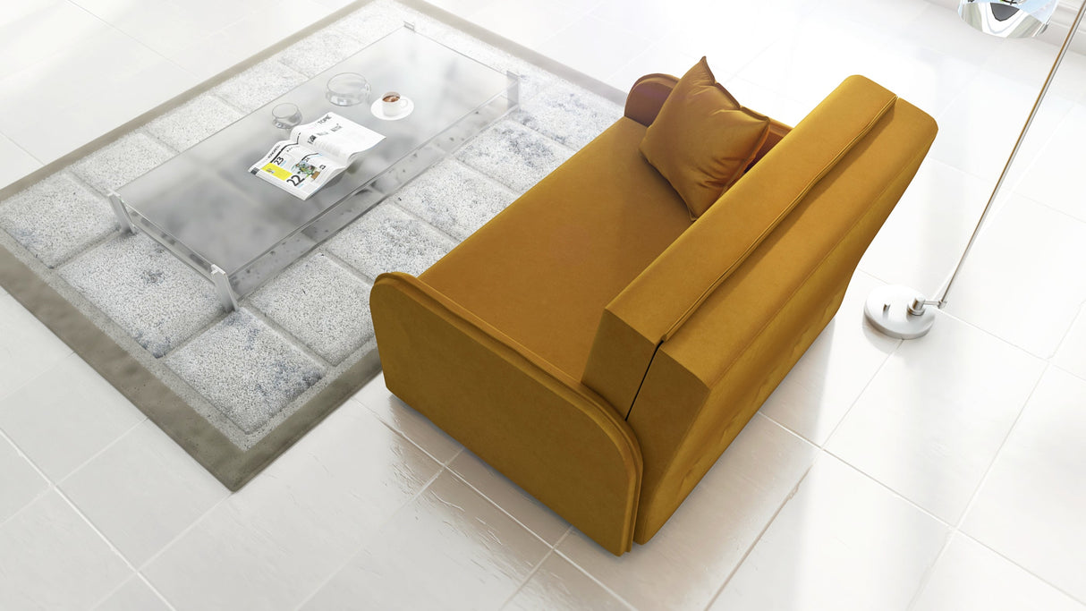 2 SEATER SOFA BED GOLDY 124CM EASY CLEAN FABRIC / SPRINGS + FOAM