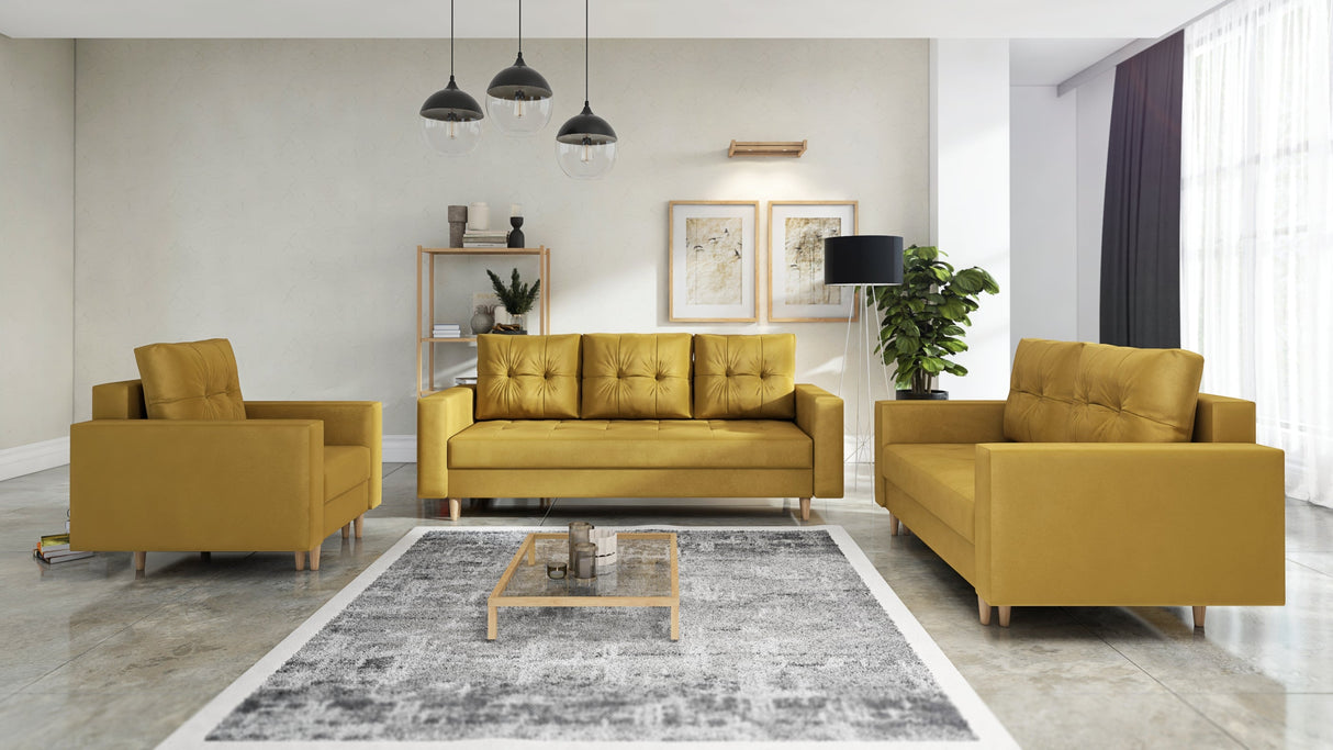 CANDY SOFA BEDS SET 3+2+1 / BONELL SPRINGS + FOAM / CHOICE OF MANY COLORS