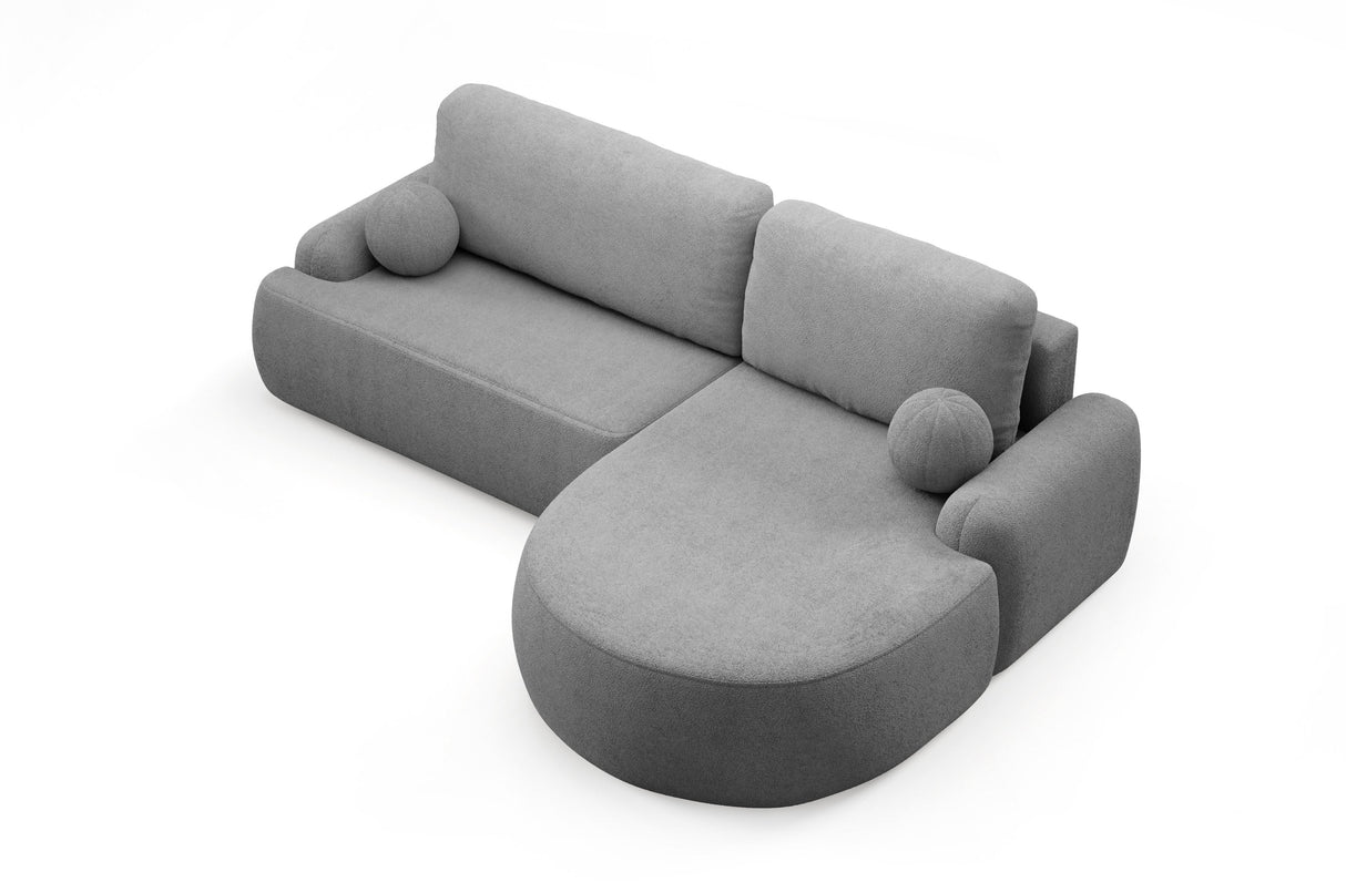 ECKSOFA BETT LUNA 264CM universal RECHTE/LINKE ECKE / SCHAUM STOFF FLECKENSCHUTZ