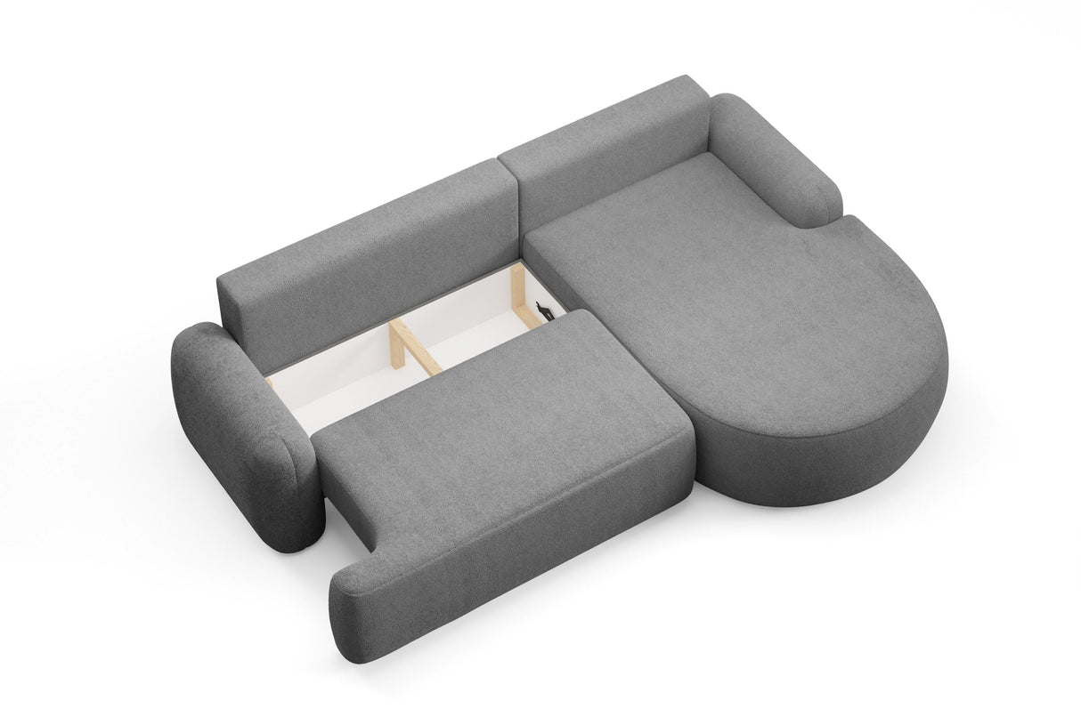 ECKSOFA BETT LUNA 264CM universal RECHTE/LINKE ECKE / SCHAUM STOFF FLECKENSCHUTZ