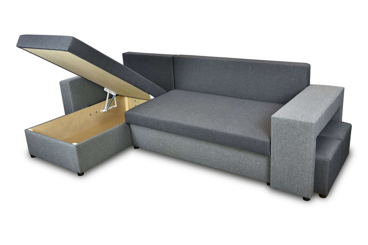ECKSOFA BETT ARRO 255CM 2X STAURAUM UNIVERSALE ECKE RECHTS/LINKS ECKE / BONELLFEDERN + SCHAUMSTOFF