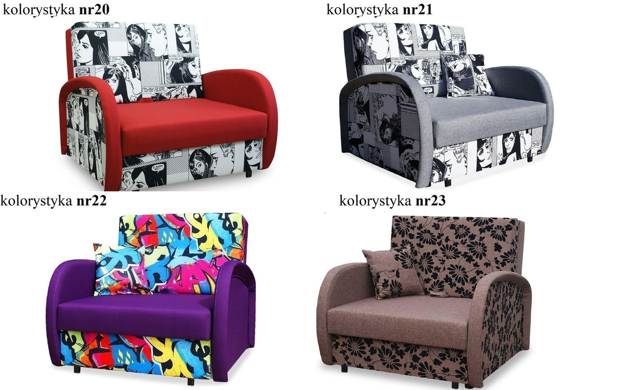SINGLE SOFA BED SUZIE 97CM CHOICE OF COLORS / FOAM