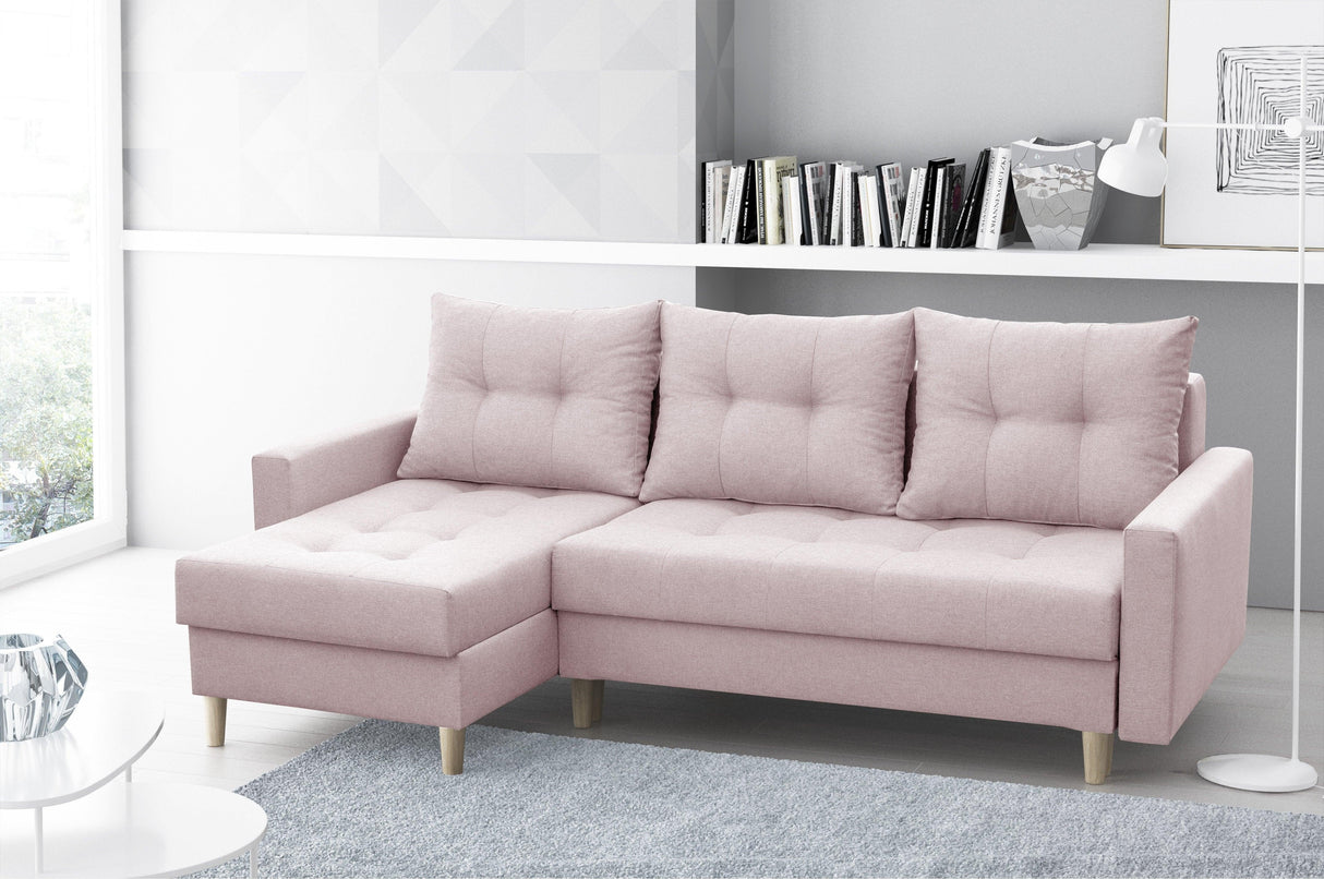 ECKSOFA BETT BRIAN 2X STAURAUM MALMÖ 61 222x140cm universal RECHTE/LINKE ECKE / BONELLFEDERN + SCHAUMSTOFF