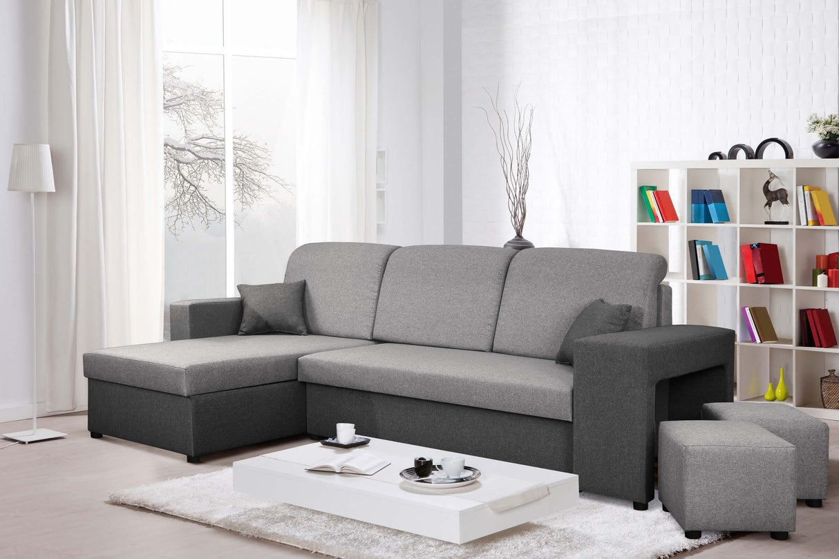 ECKSOFA BETT ARRO 255CM 2X STAURAUM UNIVERSALE ECKE RECHTS/LINKS ECKE / BONELLFEDERN + SCHAUMSTOFF