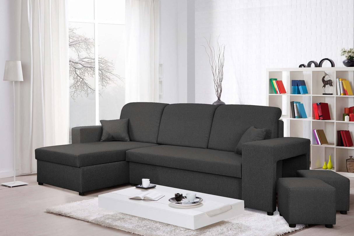 ECKSOFA BETT ARRO 255CM 2X STAURAUM UNIVERSALE ECKE RECHTS/LINKS ECKE / BONELLFEDERN + SCHAUMSTOFF