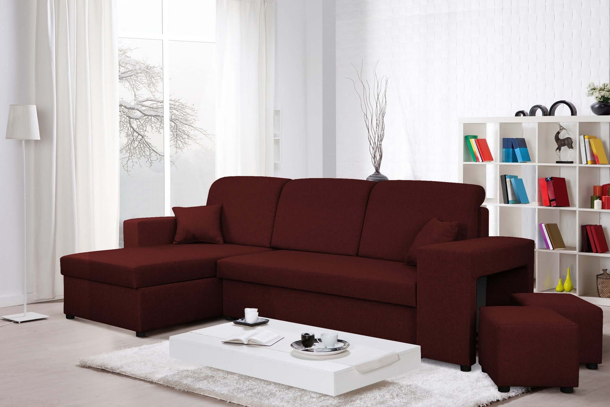 ECKSOFA BETT ARRO 255CM 2X STAURAUM UNIVERSALE ECKE RECHTS/LINKS ECKE / BONELLFEDERN + SCHAUMSTOFF
