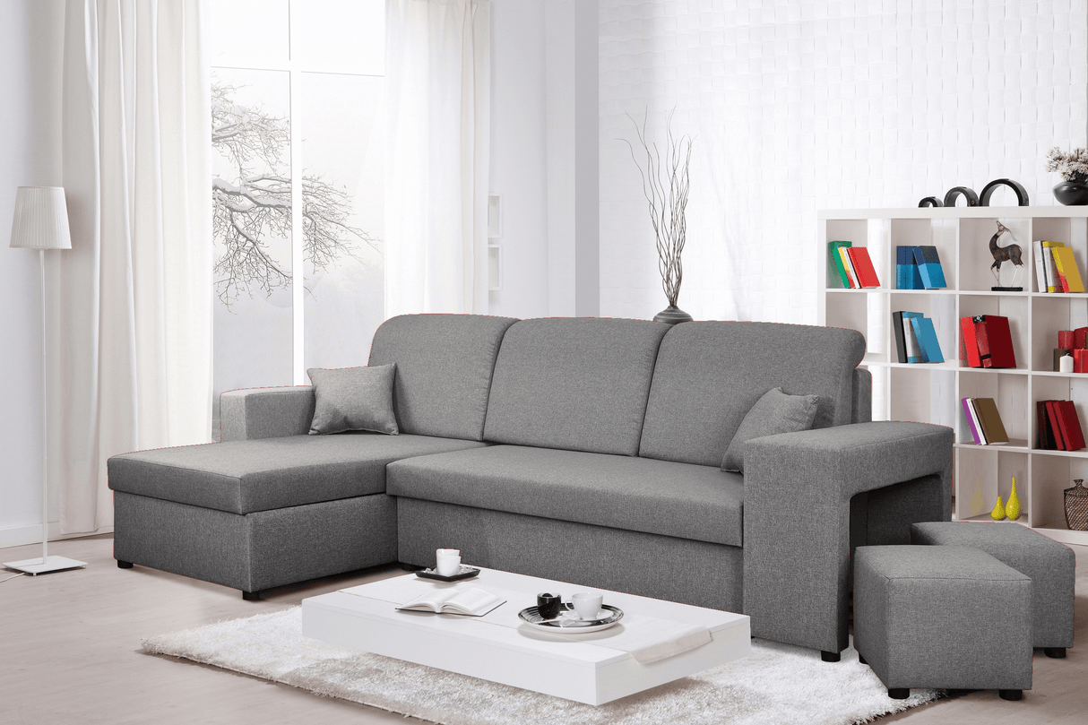 ECKSOFA BETT ARRO 255CM 2X STAURAUM UNIVERSALE ECKE RECHTS/LINKS ECKE / BONELLFEDERN + SCHAUMSTOFF