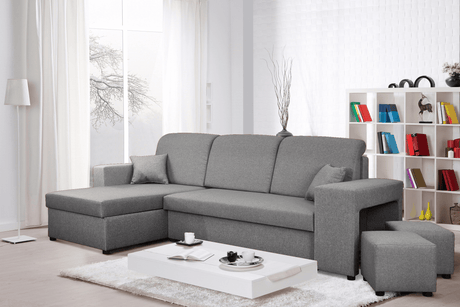 ECKSOFA BETT ARRO 255CM 2X STAURAUM UNIVERSALE ECKE RECHTS/LINKS ECKE / BONELLFEDERN + SCHAUMSTOFF