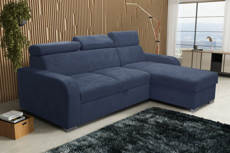 UNIVERSAL ECKSOFA BETT ASTEE 235CM PFLEGELEICHTER STOFF VERSTELLBARE KOPFSTÜTZE FARBWAHL / FEDERN + SCHAUM