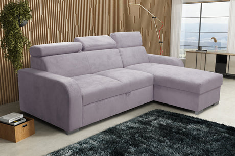 UNIVERSAL ECKSOFA BETT ASTEE 235CM PFLEGELEICHTER STOFF VERSTELLBARE KOPFSTÜTZE FARBWAHL / FEDERN + SCHAUM
