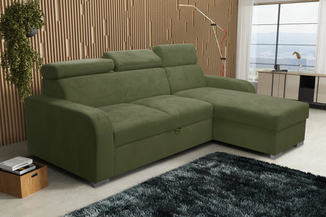 UNIVERSAL ECKSOFA BETT ASTEE 235CM PFLEGELEICHTER STOFF VERSTELLBARE KOPFSTÜTZE FARBWAHL / FEDERN + SCHAUM