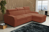 UNIWERSALNA ROZKŁADANA SOFA NAROŻNA ASTEE 235CM ŁATWA W CZYSZCZENIU TKANINA REGULOWANY ZAGŁÓWEK WYBÓR KOLORÓW/SPRĘŻYN + PIANKA