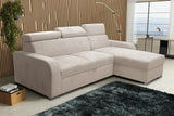 UNIVERSAL CORNER SOFA BED ASTEE 235CM ASTI25 EASY CLEAN FABRIC ADJUSTABLE HEADREST / SPRINGS + FOAM