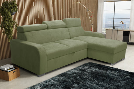 UNIVERSAL ECKSOFA BETT ASTEE 235CM PFLEGELEICHTER STOFF VERSTELLBARE KOPFSTÜTZE FARBWAHL / FEDERN + SCHAUM