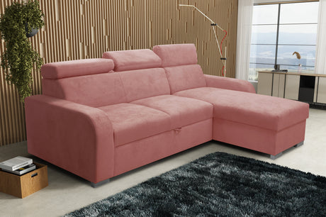 UNIVERSAL ECKSOFA BETT ASTEE 235CM PFLEGELEICHTER STOFF VERSTELLBARE KOPFSTÜTZE FARBWAHL / FEDERN + SCHAUM