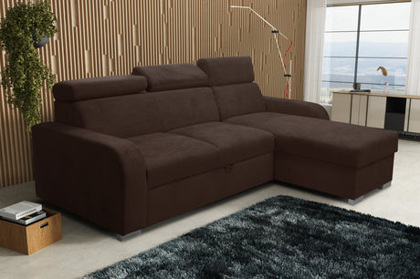 UNIVERSAL ECKSOFA BETT ASTEE 235CM PFLEGELEICHTER STOFF VERSTELLBARE KOPFSTÜTZE FARBWAHL / FEDERN + SCHAUM