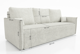 NIEUW! Slaapbank BIANCA 207CM BONELL VEREN + SCHUIM BOUCLE STOF / KLEURKEUZE