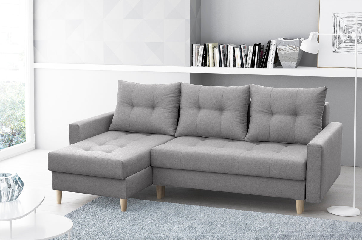 ECKSOFA BETT BRIAN 222x140CM 2X STAURAUM  Universal  ECKE RECHTS/LINKS  / BONELLFEDERN + SCHAUMSTOFF