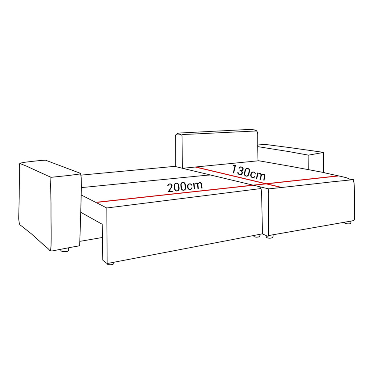 ECKSOFA BETT BERGAMO 247CM FEDERN + SCHAUM