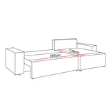 ECKSOFA BETT BERGAMO 247CM FEDERN + SCHAUM