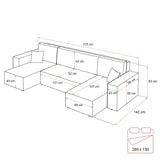 ECKSOFA BETT BERGAMO U 315CM FEDERN + SCHAUM