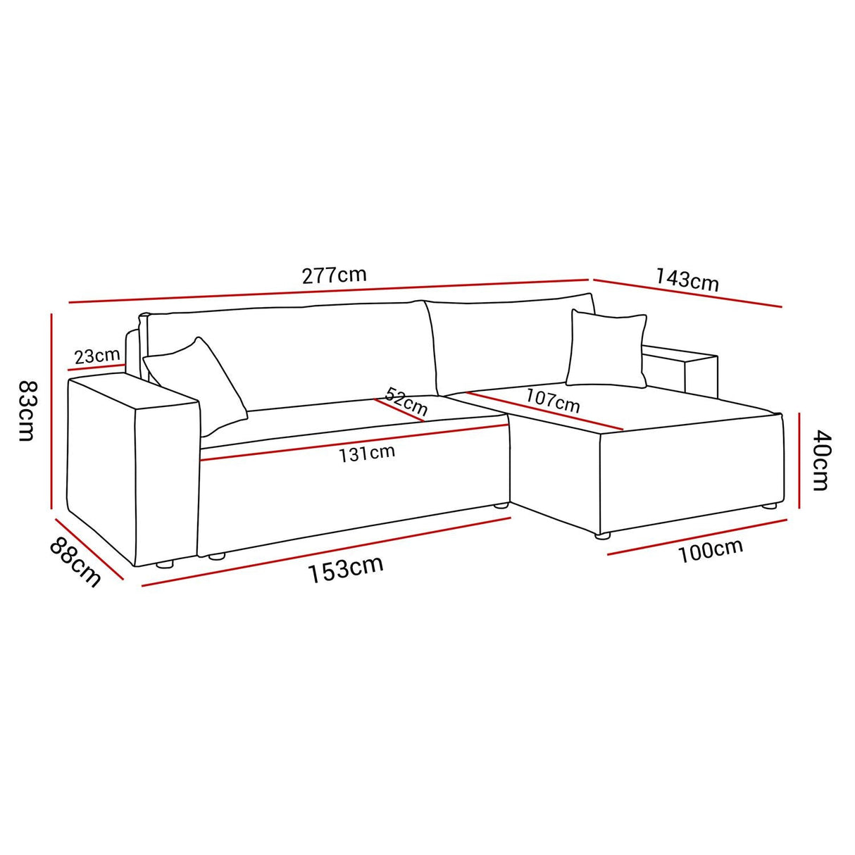 ECKSOFA BETT BERGAMO XL 277CM FEDERN + SCHAUM