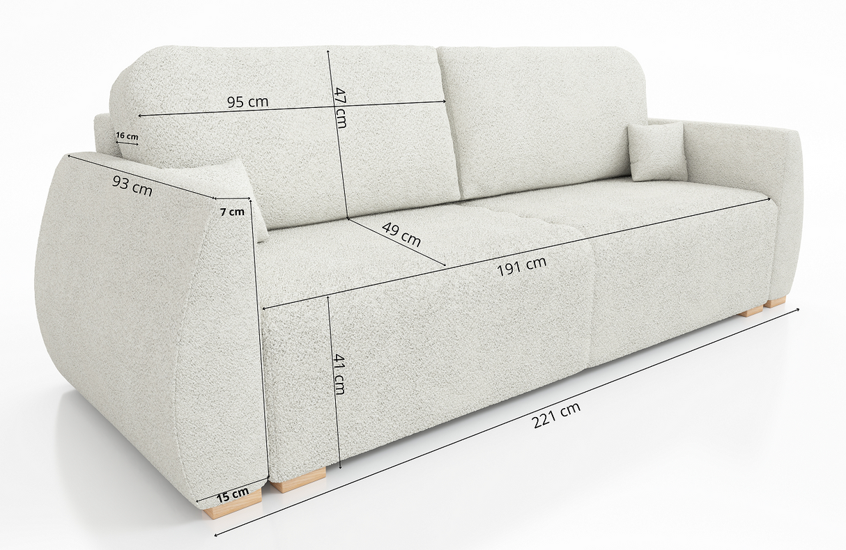 NIEUW! SLAAPBANK DALIA 221CM BONELL VEREN + SCHUIM / KLEURKEUZE